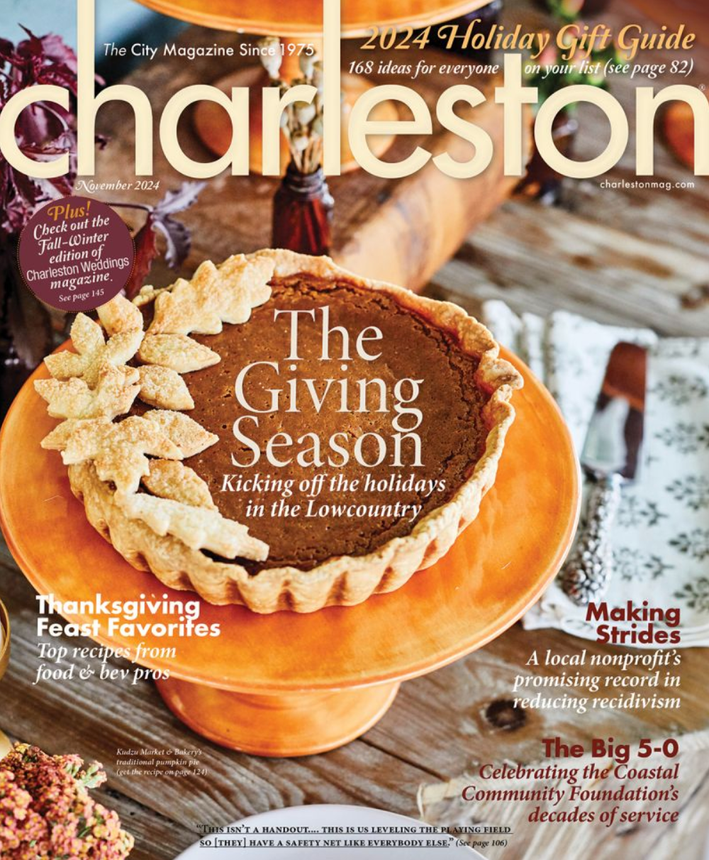 Image of the Charleston magazine cover of the November 2024 issue that Emily Pope Harris was featured in.