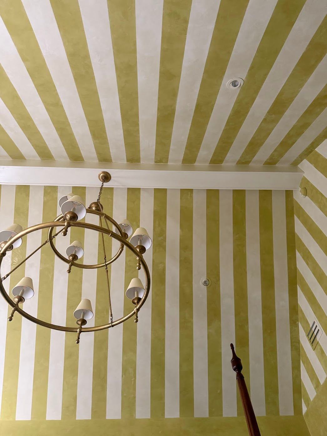 Custom Chartreuse + Alabaster Venetian Plaster Stripes